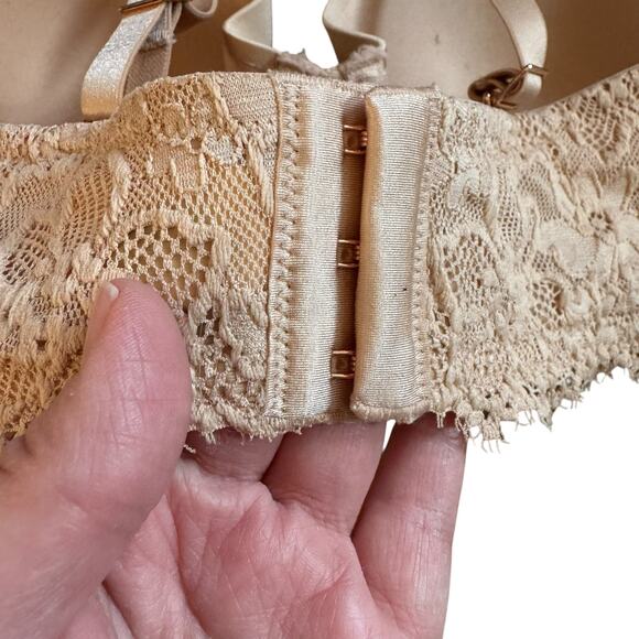 Aerie Show Off Rosey Lace Strapless Push Up Bra 38 B NWOT Removable Straps Nude - Picture 6 of 11